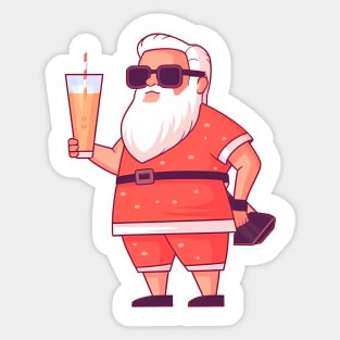 Funny Santa Tropical Christma Sticker